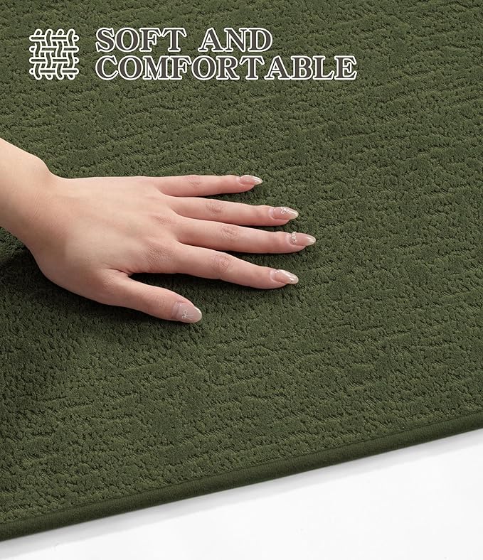 chakme Bathroom Rug Sets 2 Piece, Ultra Thin Bath Mat Quick Dry Bath Mat Set, Absorbent Bath Mat for Bathroom Non Slip Machine Washable, (Dark Green, 2 Piece)