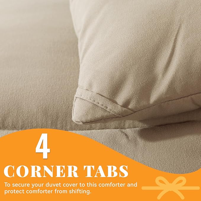Cosybay Down Alternative Comforter (Beige, Twin) - All Season Soft Quilted Twin Size Bed Comforter - Duvet Insert with Corner Tabs -Winter Summer Warm Fluffy, 64x88 inches