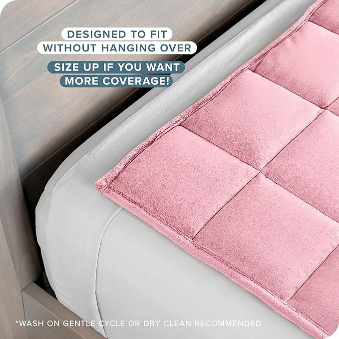 Bare Home Weighted Blanket Twin or Full Size 7lb (40" x 60") for Adults - Minky Fleece - Premium Heavy Blanket Nontoxic Glass Beads (Light Pink, 40"x60")