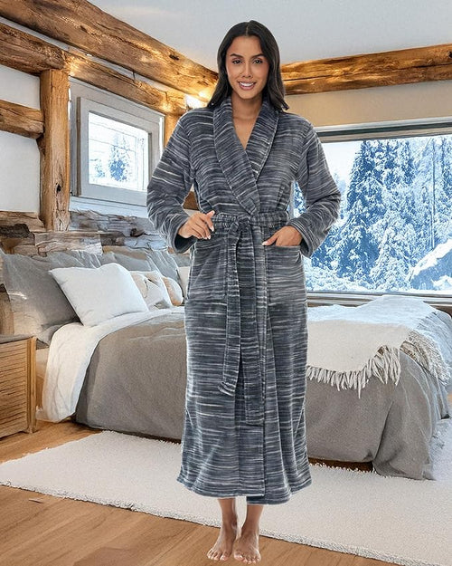 Alexander Del Rossa Plush Robe for Women, Long Fleece Winter Bath Robe, Plus Size