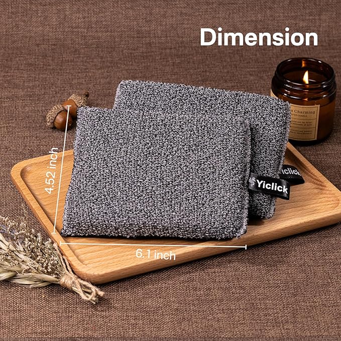 Yiclick Exfoliating Body Scrubber Exfoliator 2 Pack - Exfoliating Sponge, Shower Bath Sponge Loofah with Handle, Body Scrub Lufas Washcloth Net Brush, Dead Skin Remover for Body(Rectangle)