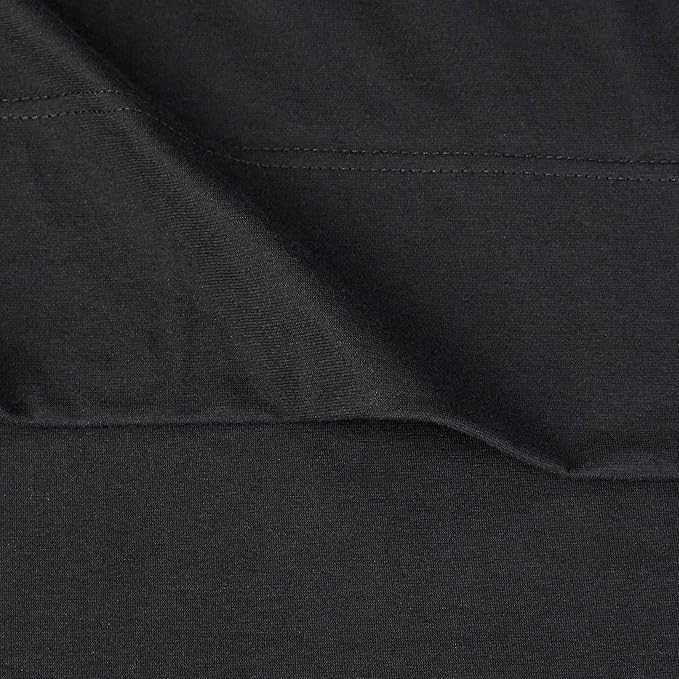 Amazon Basics 4 Piece Bed Sheet Set, 100% Cotton Jersey, Includes Super Soft, Flat and Fitted Sheets, Pillowcase, Queen, Black, Solid