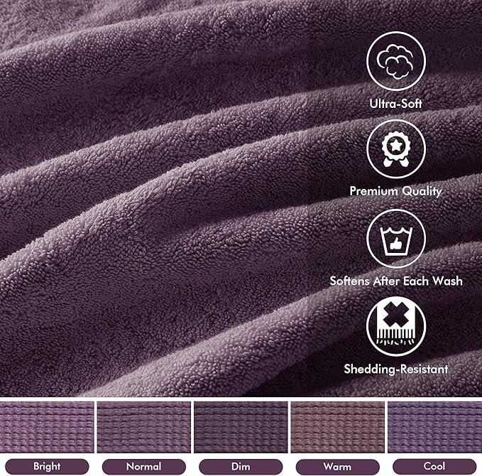 Madison Park 800GSM Bathroom Towel Set of 8 100% Cotton Bath Towel Set for Bathroom Luxurious Highly Absorbent 2 Bath Towels 2 Hand Towels 4 Washcloths Quick Dry Spa Quality Purple