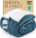 Utopia Bedding Sherpa Blanket King Size (Stone Blue, 90x102 Inches) - Soft Plush Fleece Reversible Blanket for Bed, Sofa, Couch, Camping and Travel