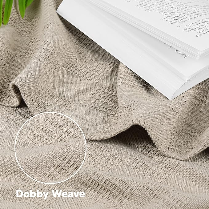 Utopia Bedding Khaki 100% Cotton Blanket [Throw Size - 60x50 Inch] 350GSM Lightweight, Soft and Breathable Thermal Blanket for All Seasons