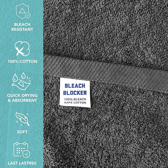 Arkwright Bleach Proof Salon Towels Bulk - Case of 144 - Highly Absorbent, 100% Cotton, Quick Dry Spa Face Towel for Hair Stylist, Barber, Pedicure, and Esthetician, 16 x 28 in, Charcoal