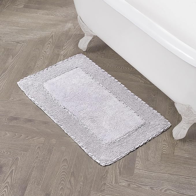 Laura Ashley Ruffle Border 100% Cotton Bath Rug, Purple, 20"x 34"