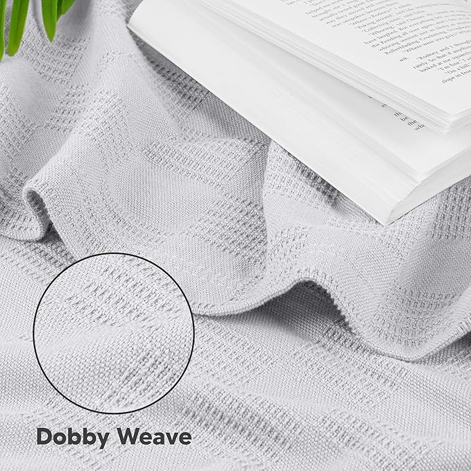 Utopia Bedding Silver 100% Cotton Blanket [Full Size - 90x84 Inch] 350GSM Lightweight, Soft and Breathable Thermal Blanket for All Seasons