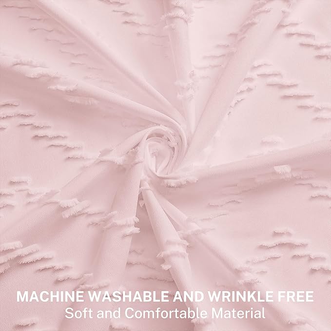 Extra Long Shower Curtains 72 x 84 Inches Tufted Chevron Pink Shower Curtains Fabric for Bathroom Modern Shabby Chic Waterproof Cloth Shower Curtain