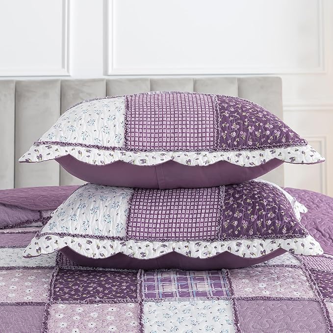 HoneiLife Queen Quilt Bedding Sets - Floral Quilt Bedding Sets 3-Piece 90x96, Reversible Bedspreads Patchwork Coverlet Nostalgic Bedding Set All Season Quilts