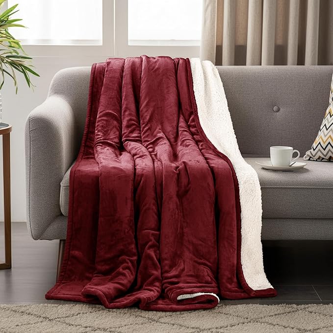 Utopia Bedding Sherpa Blanket Twin Size (Red, 90x66 Inches) - Soft Lightweight Plush Fleece Reversible Blanket for Bed, Sofa, Couch, Camping and Travel
