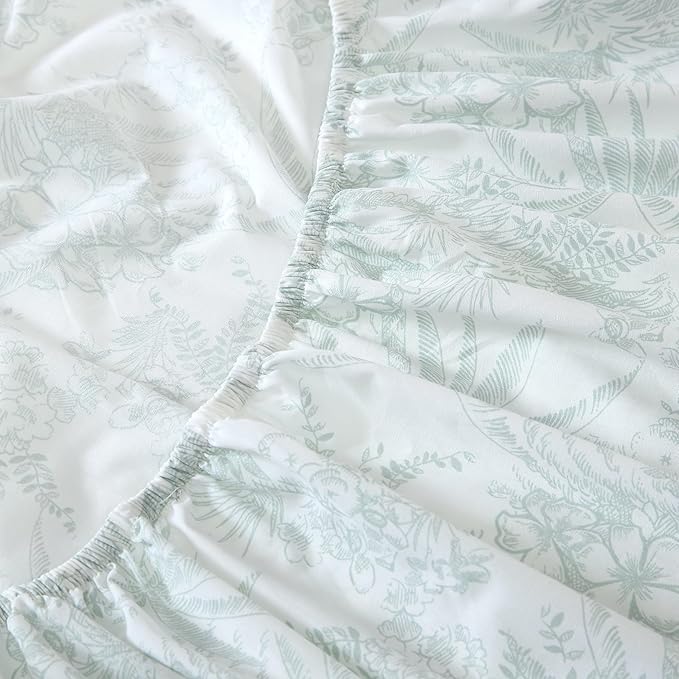 Tommy Bahama - Queen Size Sheets Set, Crisp & Tailored Cooling Sheets with a Smooth Cotton Percale Lightweight Feel - Bed Sheets with Matching Pillowcases & Fitted Sheet (Pen and Ink Palm Green)