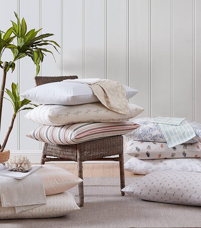 Tommy Bahama - Queen Size Sheets Set, Crisp & Tailored Cooling Sheets with a Smooth Cotton Percale Lightweight Feel - Bed Sheets with Matching Pillowcases & Fitted Sheet (Beach Chairs Multi)