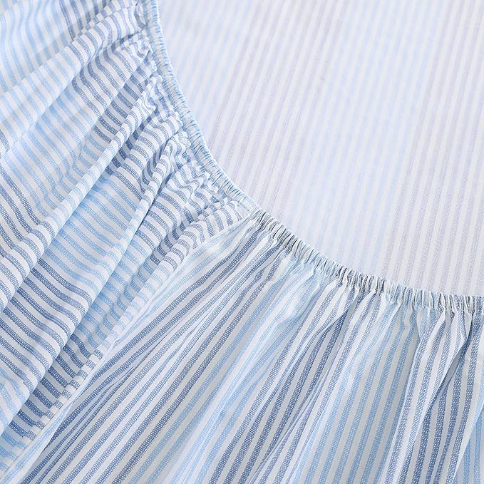 Tommy Bahama - King Sheets, Super Soft Cotton Percale Bedding Set with Matching Pillowcases, Crisp & Cool, Coastal Room Essentials (Weekend Stripe Blue, King)