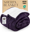 Utopia Bedding Sherpa Blanket California King Size (Plum, 102x96 Inches) - Soft Plush Fleece Reversible Blanket for Bed, Sofa, Couch, Camping and Travel