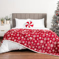 PAVILIA Premium Christmas Sherpa Throw Blanket | Red Snowflake Decoration, Fleece, Plush, Warm, Cozy Reversible Microfiber Holiday Blanket 60 x 80 Inches