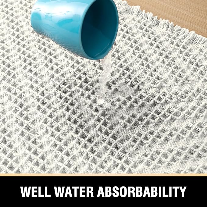 H.VERSAILTEX Waffle Bath Runner Rug Long Bath Mat Super Absorbent Boho Bath Rugs Non Slip Bath Runner for Bathroom Floor Machine Washable Dry Fast Bathroom Rugs with Tassels, 24" x 60", Ivory White