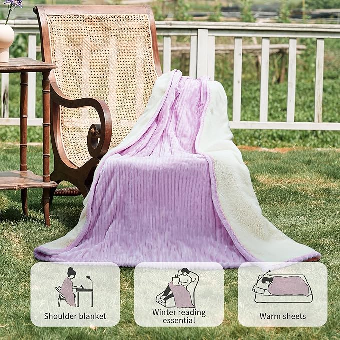 Heated Blanket Electric Blanket Throw 50”X60”-Heating Throw with 5 Heat Settings-3 Hours Auto Off,ETL Certified,Machine Washable (Purple)