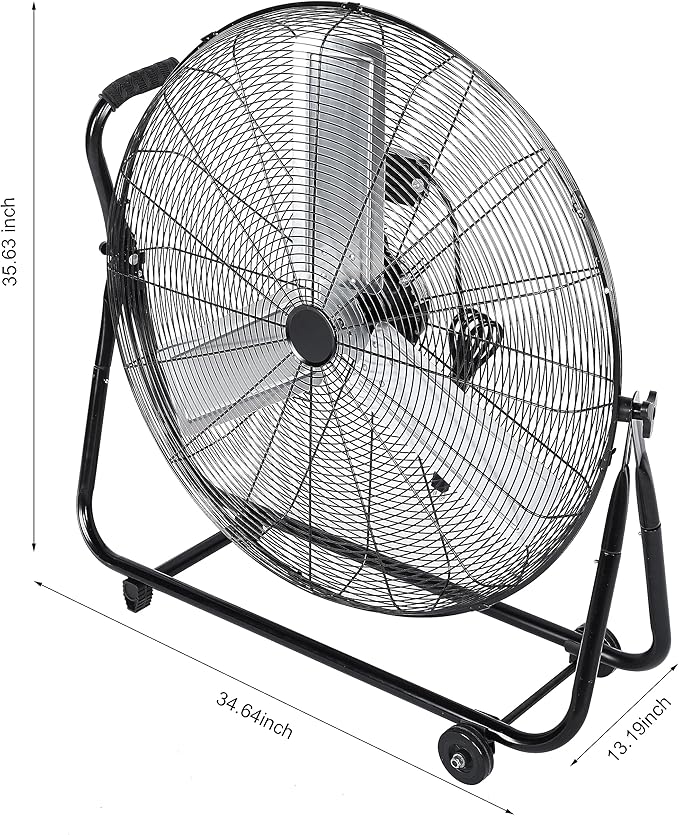Simple Deluxe Dynamic 30-Inch Floor Fan with Roll Booster - Industrial-Grade Airflow, 360 Degree Adjustable Tilt, and Portable Design for Rapid Cooling and Flexible Air Circulation