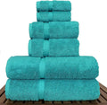 Luxury Hotel & Spa Quality Collection, Highly Absorbent & Quick Dry 100% Turkish Cotton, 750+ GSM, Eco Friendly Towel, Dobby Border Towels, 2 Bath Towel, 2 Hand Towel, 2 Washcloths (6 Piece, Aqua)