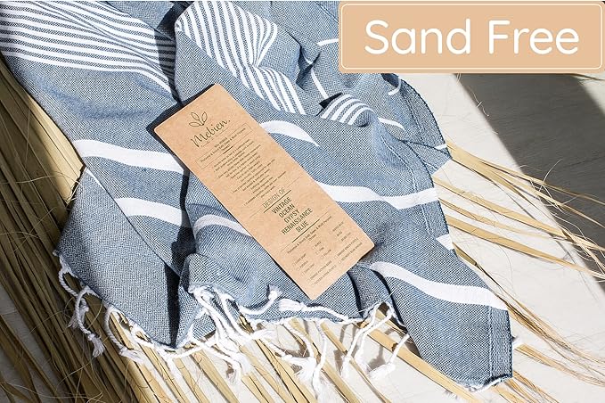 Premium Turkish Beach Towel – 100% Cotton, Sand Free, Oversized, Quick Dry Beach Towel 35”x67” – Ideal for Travel, Pool – Navy