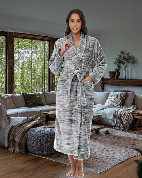 Alexander Del Rossa Plush Robe for Women, Long Fleece Winter Bath Robe, Plus Size