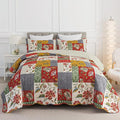 HoneiLife Queen Quilt Bedding Sets - Floral Quilt Bedding Sets 3-Piece 90x96, Microfiber Reversible Bedspreads Patchwork Coverlet Nostalgic Bedding Set All Season Quilts