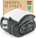 Utopia Bedding Sherpa Blanket Twin Size (Grey, 60x80 Inches) - Soft Lightweight Plush Fleece Reversible Winter Blanket for Bed, Sofa, Couch, Camping and Travel