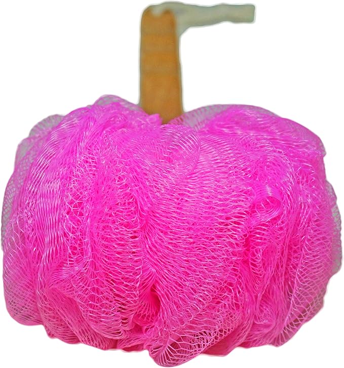 4 Pack Shower Loofah Body & Back Scrubber - Exfoliating Loofah luffa loofa Bath Brush On a Stick - with Long Wooden Handle Back Brush for Men & Women - Easy Reach Body Wash & Lotion Applicator