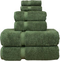 BC BARE COTTON Luxury Hotel & Spa Quality Collection, Highly Absorbent & Quick Dry 100% Turkish Cotton, 750+ GSM, Eco Friendly Towel, Dobby Border Towels (6 Piece, Moss)