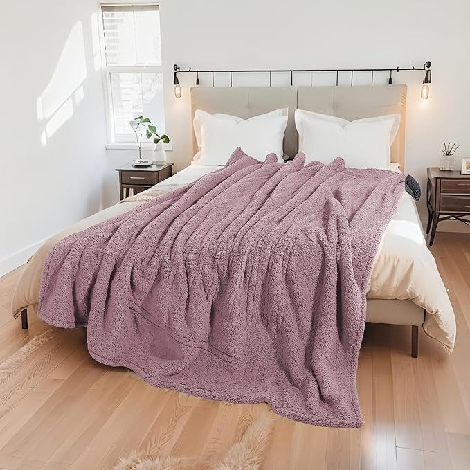 Electric Heated Blanket 6 Heating Settings & 10H Auto Off Full 72×84 Double Sided Plush Sherpa Ultra-Soft Warm Thick, Machine Washable, Fast Heating, Home Office Berry Purple