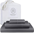 Threadmill 500 Thread Count Twin Size Damask Stripe, 3 Pc Luxury Cotton Bedding Set, Breathable & Silky Soft Dark Grey Sheets with 15" Elasticized Deep Pocket, 1 Pillowcase & Free Tote Bag
