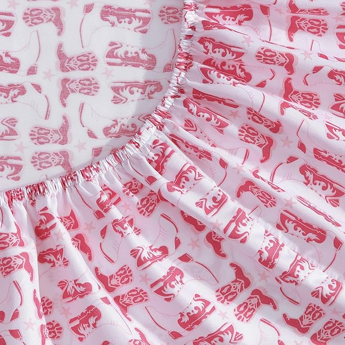 Wrangler - Queen Bed Sheets, Ultra-Soft & Lightweight Bedding with Matching Pillowcases, Lightweight Bed Set for All Season Comfort, Oeko-Tex Certified (Knockin Boots Pink)
