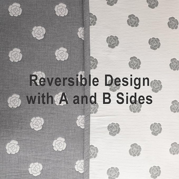 NTBAY 3 Layers Cotton Muslin 106x92 King Bed Blanket, Super Soft Breathable Thermal Yarn Dyed Quilt for Adults, Perfect Lightweight Blanket for Couch Sofa Bed All Seasons, Grey Rose