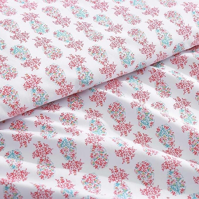 Tommy Bahama - King Sheets, Cotton Percale Coastal Bedding Set with Matching Pillowcases, Crisp & Cool, Coastal Room Essentials (Pineapple Splash Pink, King)