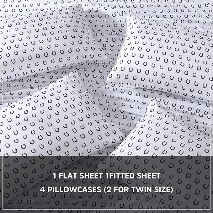 Wrangler - Twin XL Bed Sheets, Breathable & Wrinkle Resistant Bedding with Matching Pillowcase, Lightweight for Year-Round Use, Dorm Essentials (Horseshoe Dots Navy)