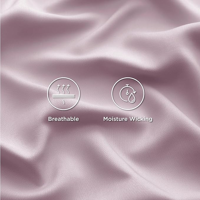 Bedsure California King Sheet Sets, Cooling Sheets, Rayon Derived from Bamboo, Breathable & Soft, Deep Pocket Up to 16 Inches, Hotel Luxury Silky Bedding for Hot Sleepers, Lavender