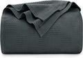 Utopia Bedding Smoke Gray 100% Cotton Blanket [Twin Size - 90x72 Inch] 350GSM Lightweight, Soft and Breathable Thermal Dorm Bed Blanket for All Seasons