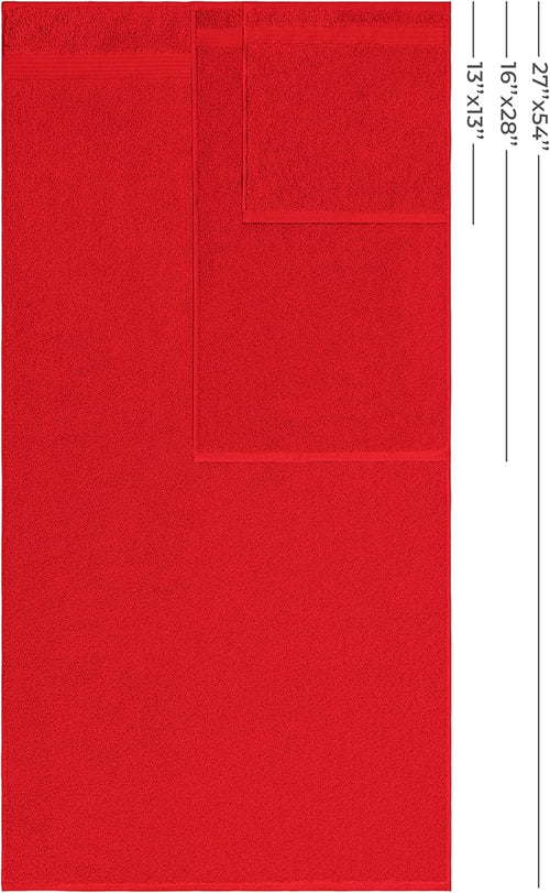 American Veteran Towel, 100% Cotton Turkish 6 Piece Towel Set, Luxury Towels Set of 6 for Bathroom Essentials, 2 Bath Towels 2 Hand Towels 2 Washcloths, Red