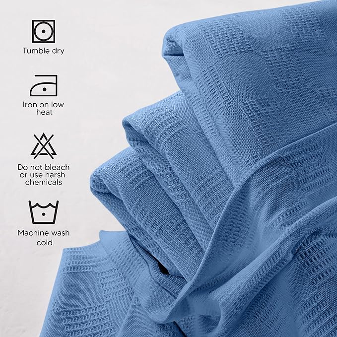 Utopia Bedding Wedgewood 100% Cotton Blanket [Queen Size - 90x90 Inch] 350GSM Lightweight, Soft and Breathable Thermal Blanket for All Seasons