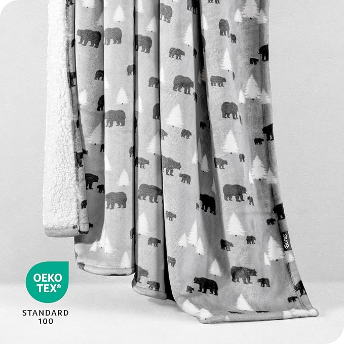 Bare Home Sherpa Fleece Blanket - Full/Queen Size - Blanket for Bed, Sofa, and Couch - Warm & Lightweight - Fluffy & Soft - Reversible (Full/Queen, Kodiak)