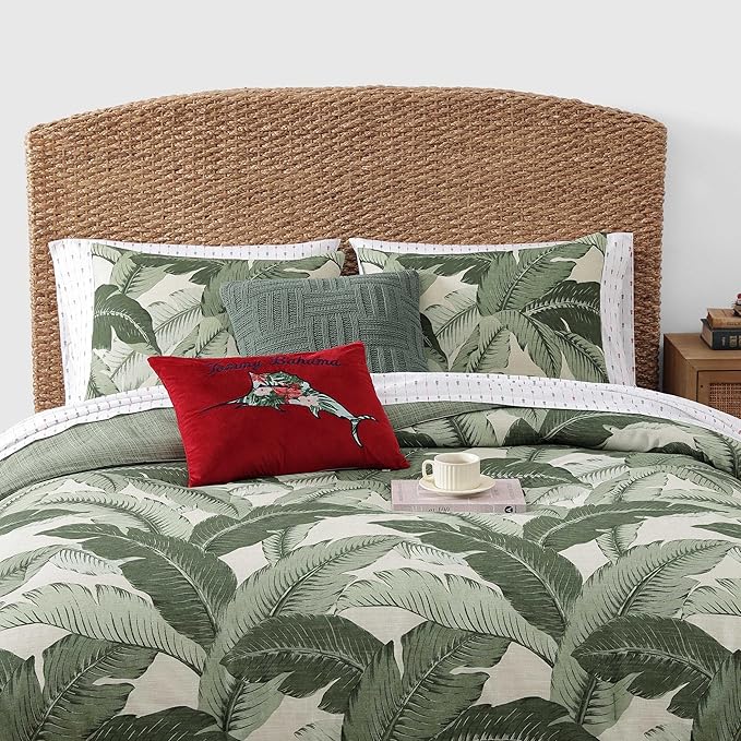 Tommy Bahama - King Size Sheet Set, Crisp & Cool Cotton Percale Bedding with a Smooth Lightweight Feel, 4 Piece Holiday Bed Sheets with Matching Pillowcases (Pineapple Pinstripe Red)