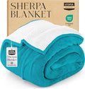 Utopia Bedding Sherpa Blanket California King Size (Turquoise, 102x96 Inches) - Soft Lightweight Plush Fleece Reversible Blanket for Bed, Sofa, Couch, Camping and Travel