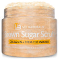 Brown Sugar Scrub Face Foot & Body Exfoliator Infused with Collagen and Stem Cell Exfoliating Salt Body Scrub for Toning Skin Cellulite Skin Care, 12oz by M3 Naturals