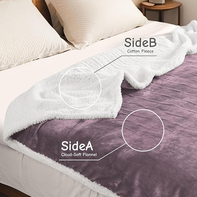 Electric Heated Blanket Twin Size 62"x84", Soft Flannel with Overheat Protection, 6 Adjustable Heat Settings & 10-Hour Auto-Off Timer, Fast Heating for Winter Comfort, Purple