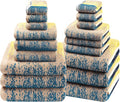 SEMAXE 18-Pack Bath Towel Set Include 6 Bath Towels, 6 Hand Towels, 6 Wash Cloths, 100% Cotton Bathroom Towels with Hanging Loops, Soft & Absorbent Towel, Colorful Towel - Beach Collection