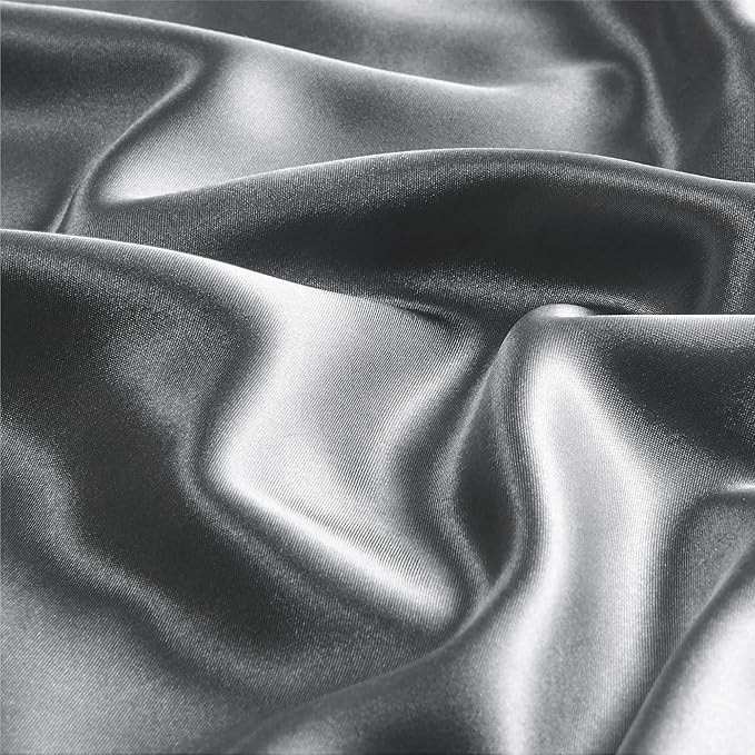 BEDELITE Satin Body Pillow Cover 2 Pack, Super Soft and Cooling Body Pillow Pillowcase for Hair and Skin, Breathable Silky Full Long Pillowcase Cover(20"x54", Dark Grey)
