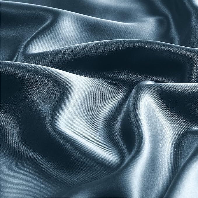 BEDELITE Satin Body Pillow Cover 2 Pack, Super Soft and Cooling Body Pillow Pillowcase for Hair and Skin, Breathable Silky Full Long Pillowcase Cover(20"x54", Bluesteel)