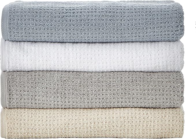 Nautica - Bath Towels, 100% Soft & Absorbent Cotton with Waffle Texture, Highly Absorbent & Quick Dry, Medium Weight Bathroom Towels (Oasis Beige, 8 Piece) (Pack of 6)