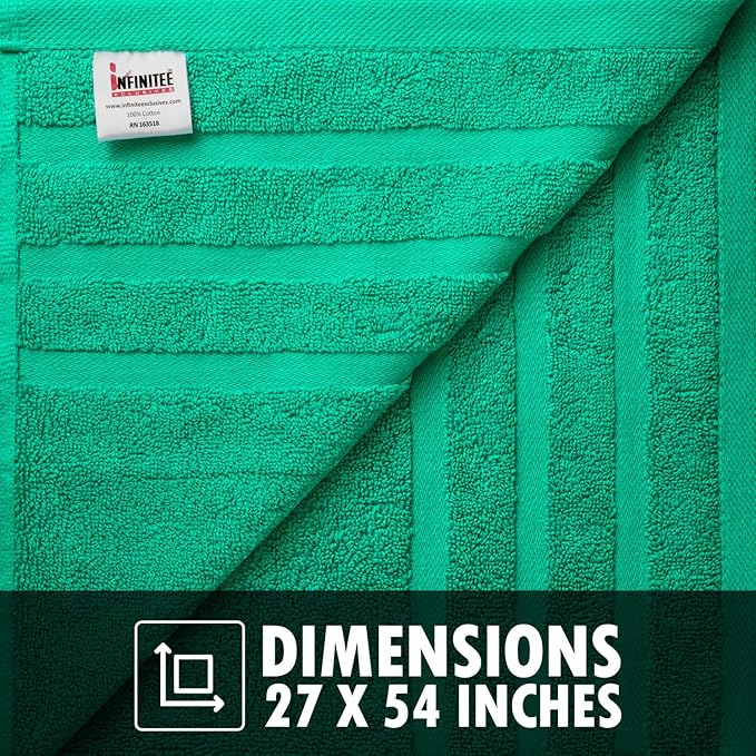 Infinitee Xclusives 100% Cotton Luxury Bath Towels Set of 2 (27x54 Inches) (Vivid Green, Bath Towels - Pack 2)